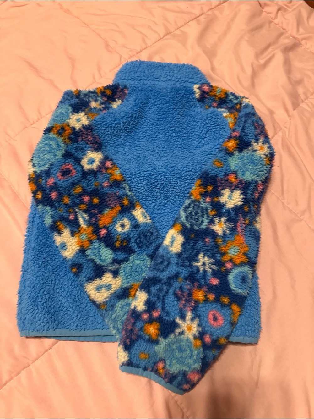 Kids Blue Floral Sherpa Jacket cat and Jack girls size 10/12